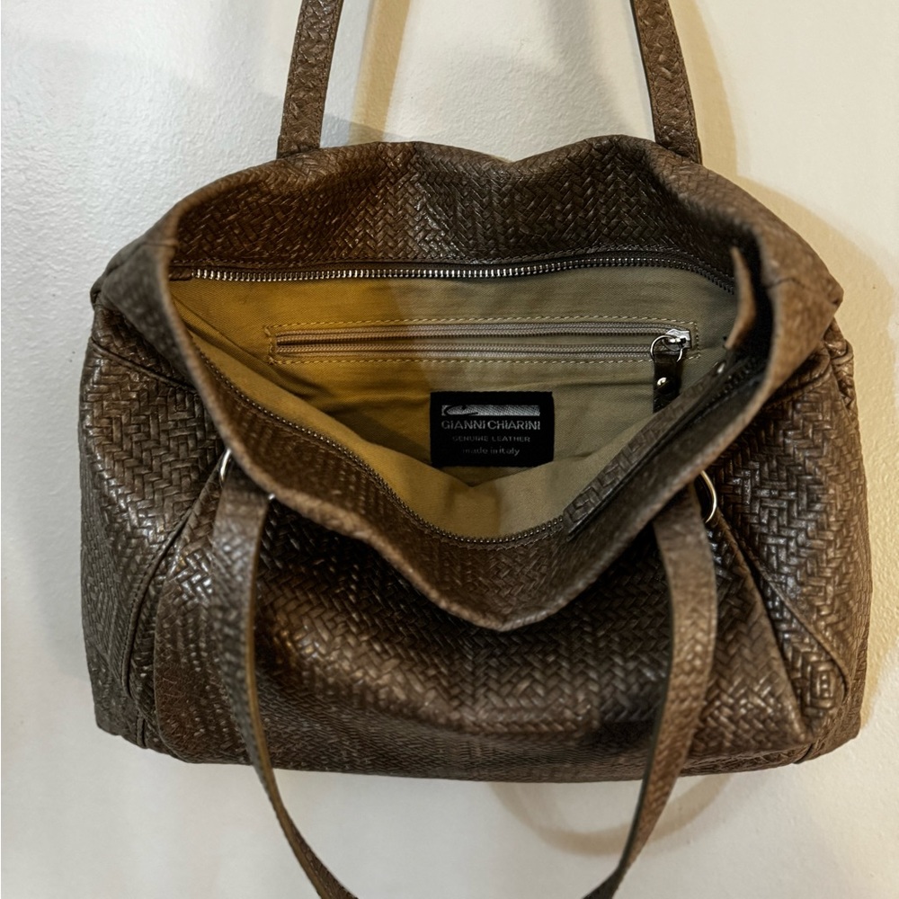 Gianni Chiarini Woven Leather Tote Bag with Zipper - Made in Italy - Picture 5 of 11